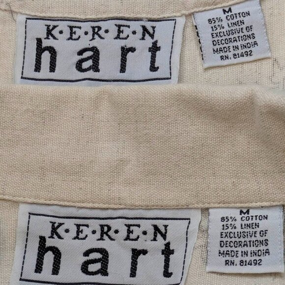 Keren Hart 2 Pc Midi Dress Linen Blend Womens Medium Ivory Cream Embroidery - Picture 14 of 15